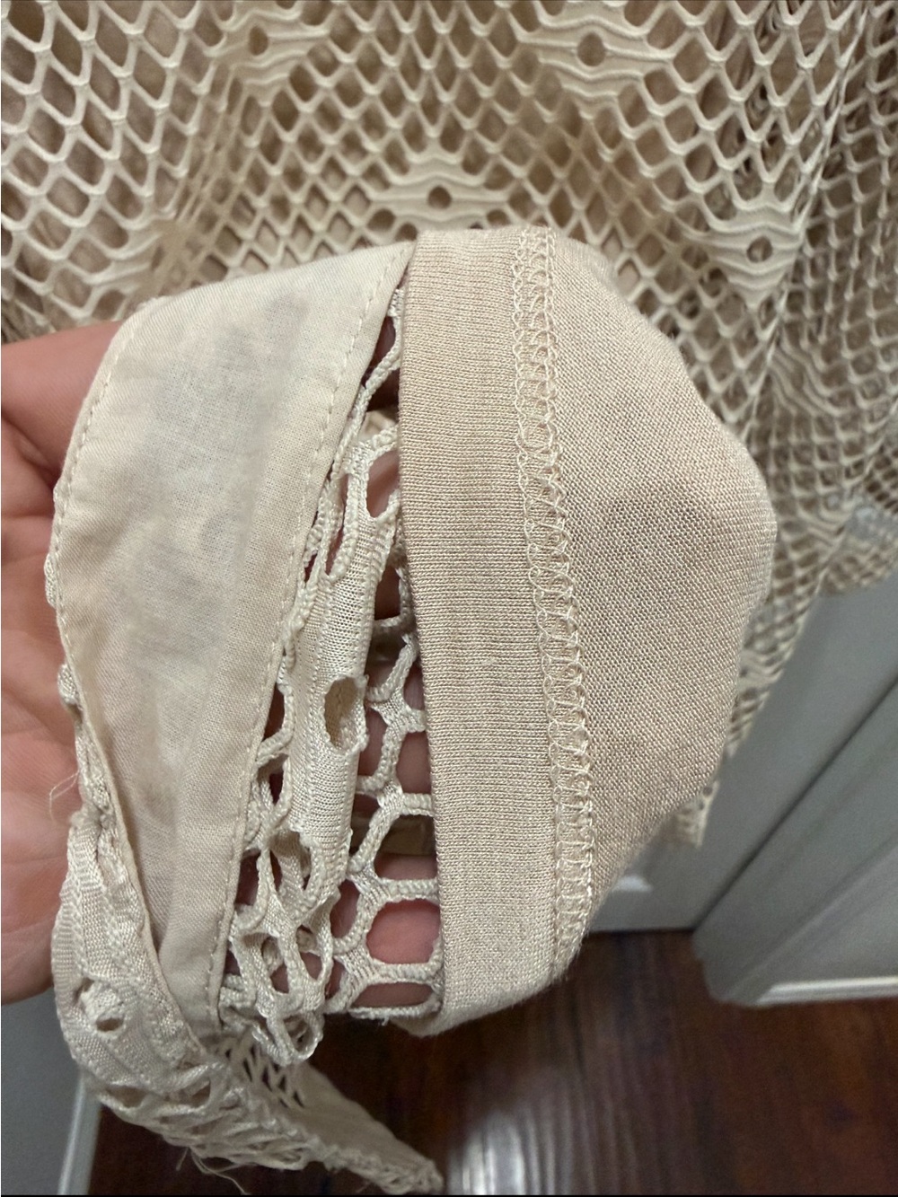 Multiples Beige Open-Weave Layered Shell 3x - Picture 4 of 4